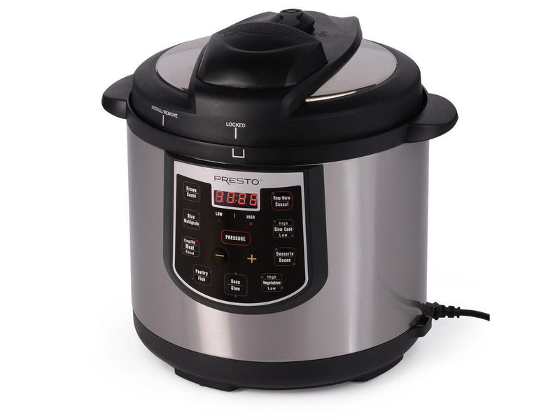 Presto 02141 6-Quart Electric Pressure Cooker, Stainless and Black