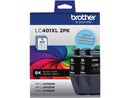 Brother LC401 Black High Yield Ink Cartridge 2/Pack (LC401XL2PKS)