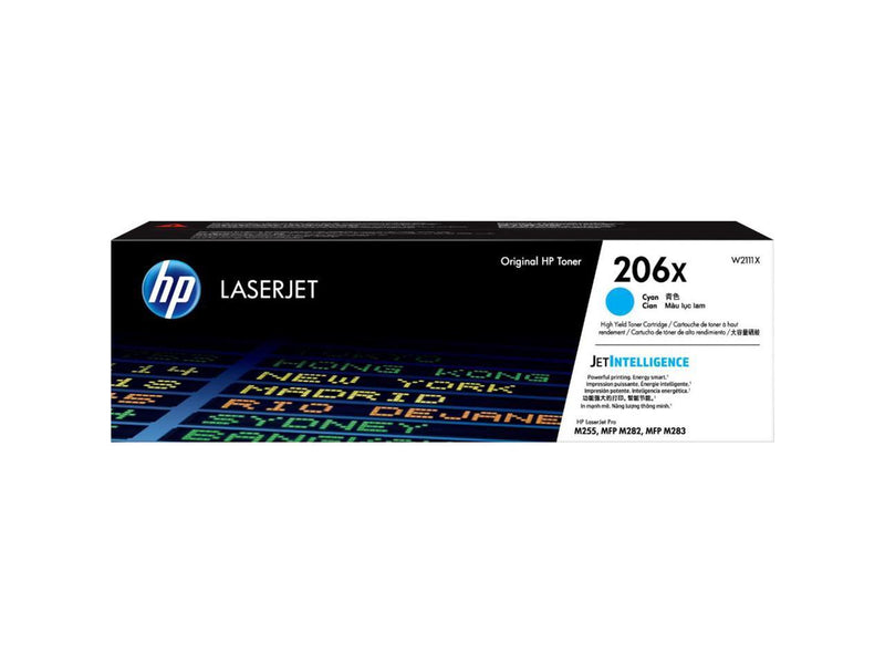 HP 206X High Yield Cyan Original LaserJet Toner Cartridge, ~2,450 pages, W2111X