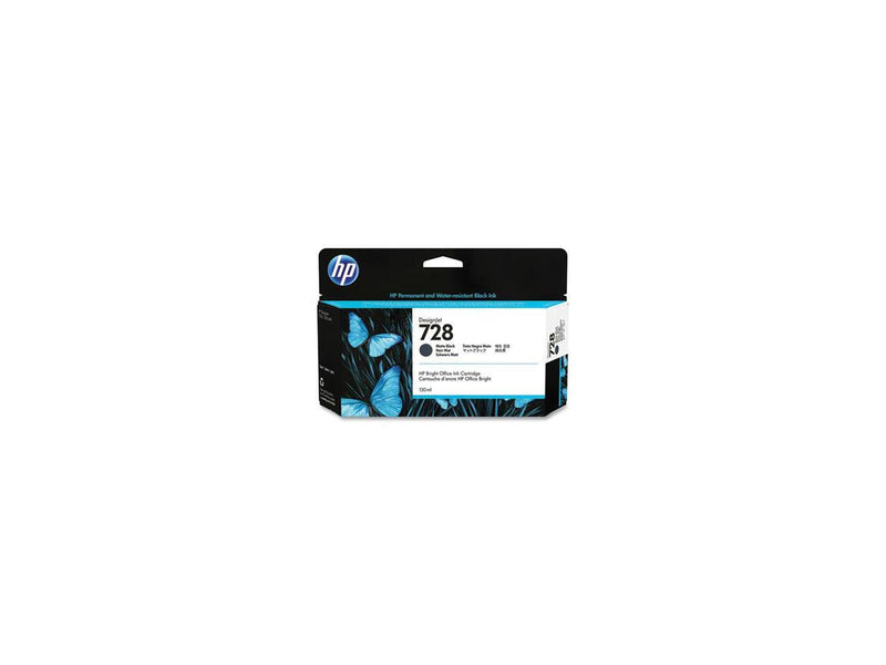 HP 728 130-ml Matte Black DesignJet Ink Cartridge, 3WX25A