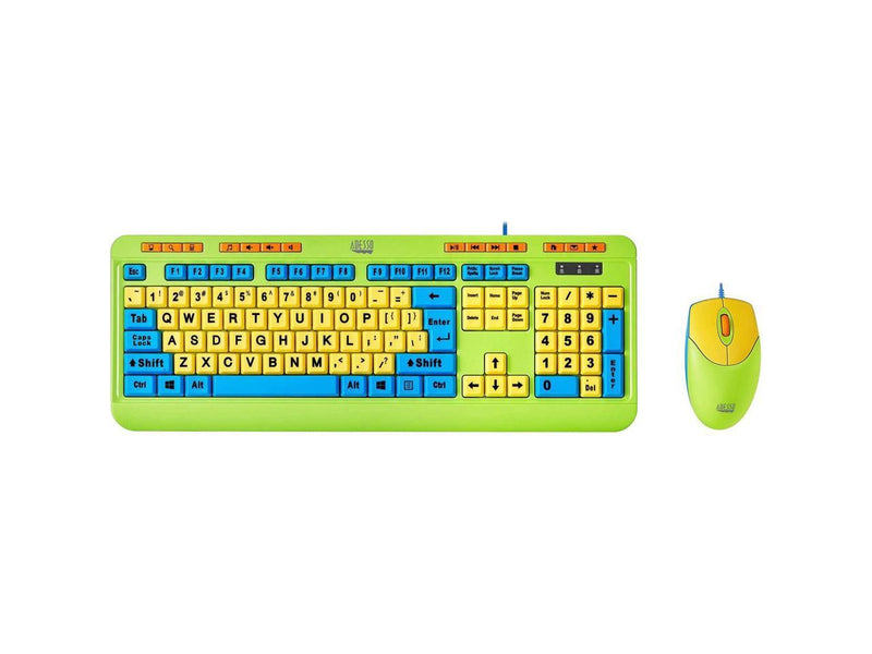 ADESSO Antimicrobial Wired Kids Keyboard and Mouse Combo AKB-132DB USB 1.10 lbs.