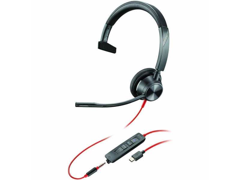 Poly Blackwire 3315 Headset - Microsoft Teams Certification - Mono - USB Type C,