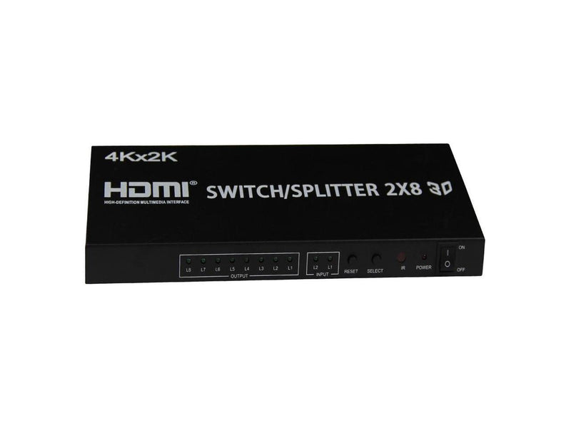 4XEM 2x8 Port HDMI Splitter\Switcher Supports 3D 4K/2K