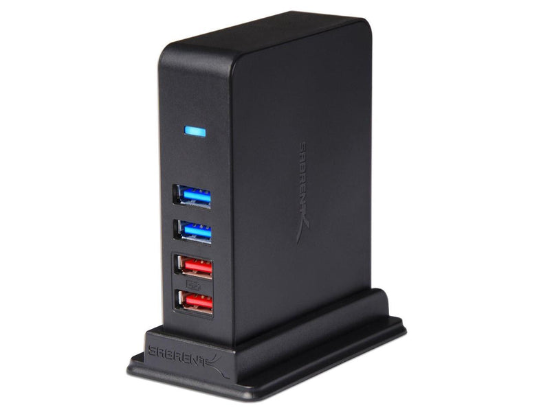 SABRENT 7 Port USB 3.0 HUB + 2 Charging Ports with 12V/4A Power Adapter [Black]