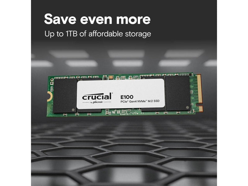 Crucial E100 480GB PCIe 4.0 Gen4 2280 NVMe M.2 Internal SSD CT480E100SSD8