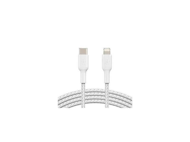 BELKIN CAA004bt2MWH BOOST CHARGE White Braided USB-C to Lightning Cable 6.56 ft.