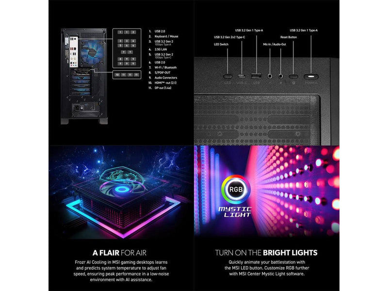 MSI AER2A14NVR91 Aegis R2 Gaming Desktop - Intel Core i9 14900F - NVIDIA GeForce