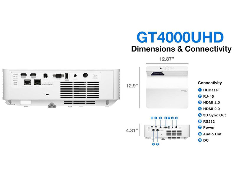 Optoma GT4000UHD Ultra-Short Throw 4K UHD Home Cinema Laser Projector