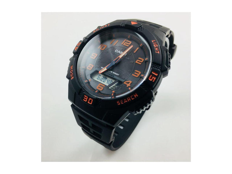 Men's Casio Tough Solar Black And Orange Watch AQS800W-1B2