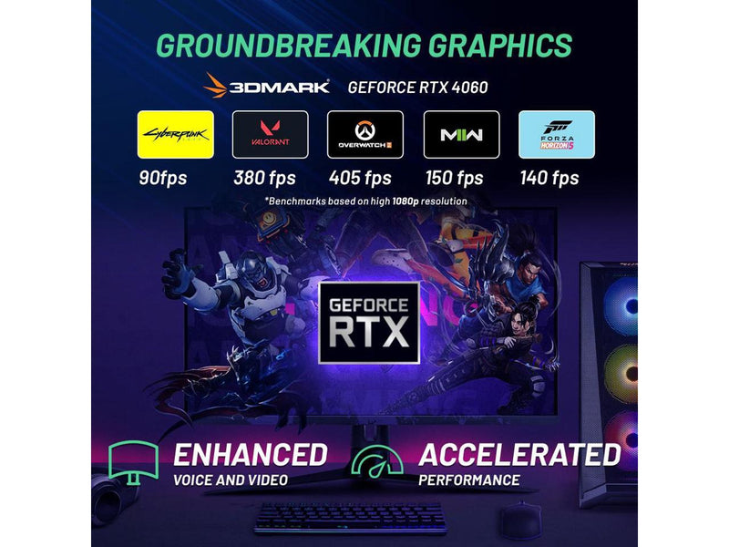 Skytech Chronos Gaming PC Desktop  AMD Ryzen 5 5600X 3.7 GHz, NVIDIA RTX 4060,