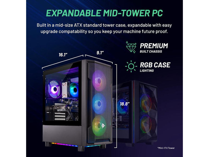 Skytech Shadow Gaming PC Desktop  AMD Ryzen 5 7600X 4.7 GHz, NVIDIA RTX 4060,