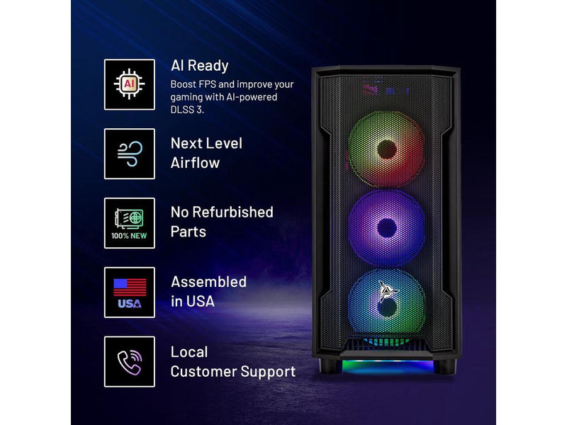 Skytech Shadow Gaming PC Desktop  AMD Ryzen 5 7600X 4.7 GHz, NVIDIA RTX 4060,