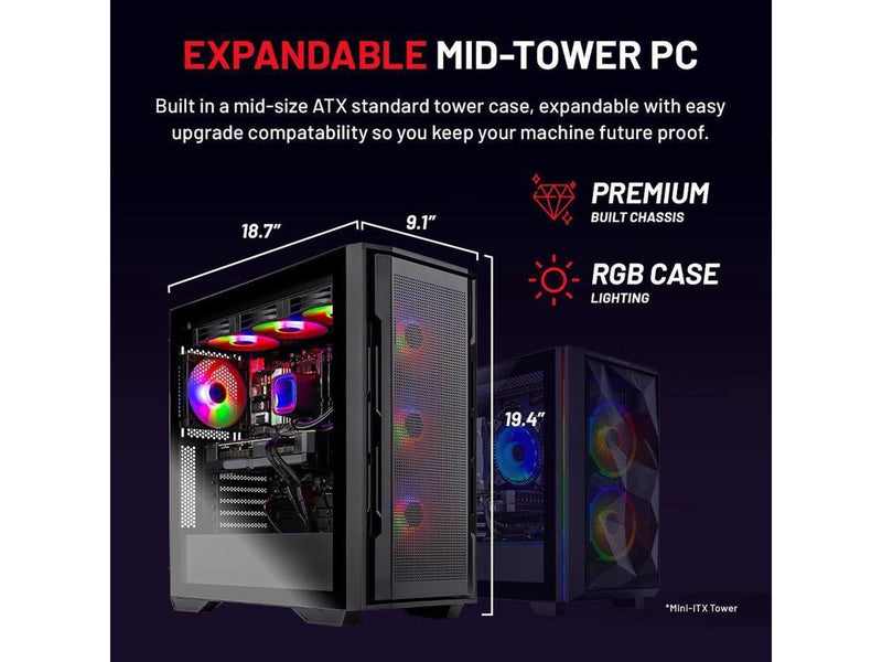 Skytech Rampage Gaming PC Desktop, Intel i7 13700F 2.1 GHz (5.1GHz Turbo Boost),