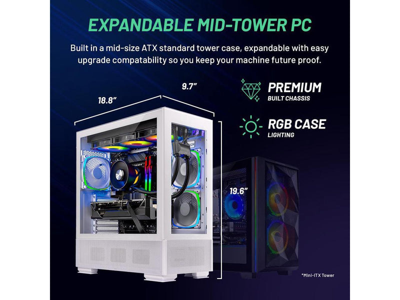 Skytech Azure Gaming PC Desktop, Ryzen 7 7800X3D 4.2 GHz (5GHz Turbo), NVIDIA