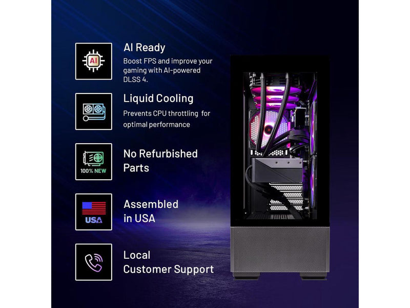 Skytech Azure Gaming PC Desktop, Ryzen 7 7800X3D 4.2 GHz (5GHz Turbo), NVIDIA