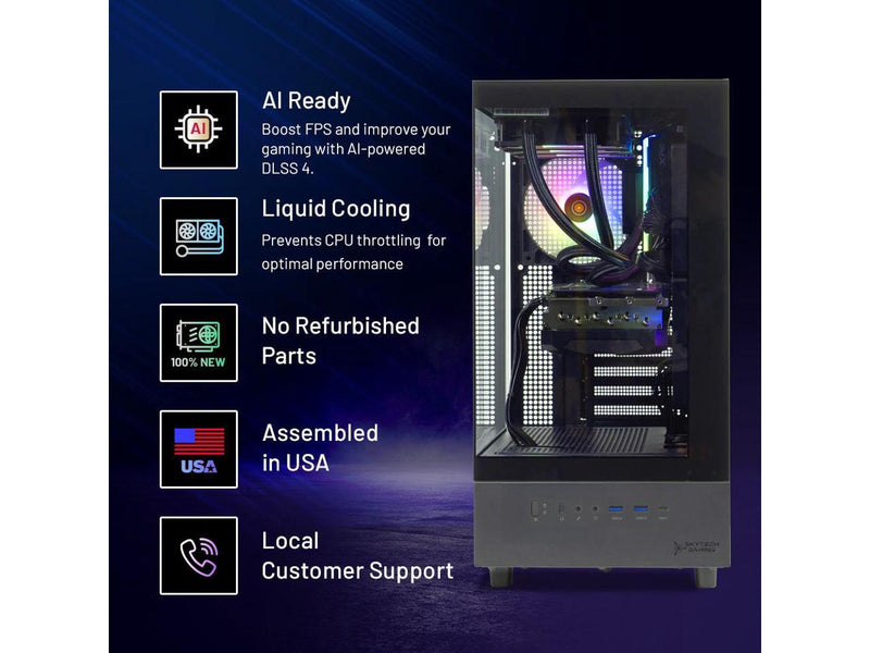 Skytech Azure Gaming PC Desktop, Ryzen 7 7800X3D 4.2 GHz (5GHz Turbo), NVIDIA