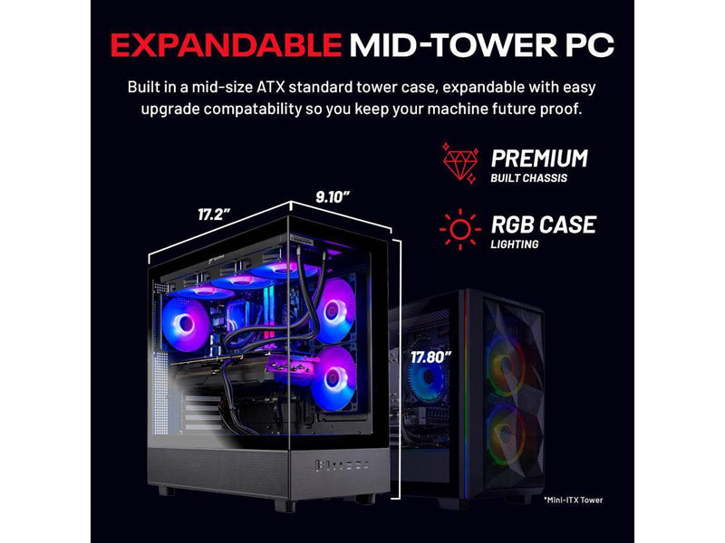 Skytech Azure Gaming PC Desktop, Ryzen 7 7800X3D 4.2 GHz (5GHz Turbo), AMD RX