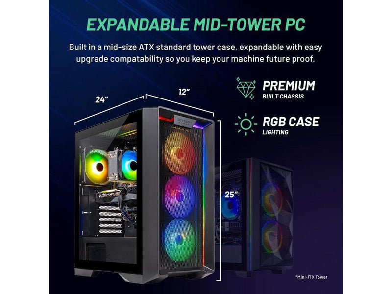 Skytech Nebula Gaming PC Desktop, Ryzen 7 5700 3.7 GHz (4.6GHz Turbo), NVIDIA