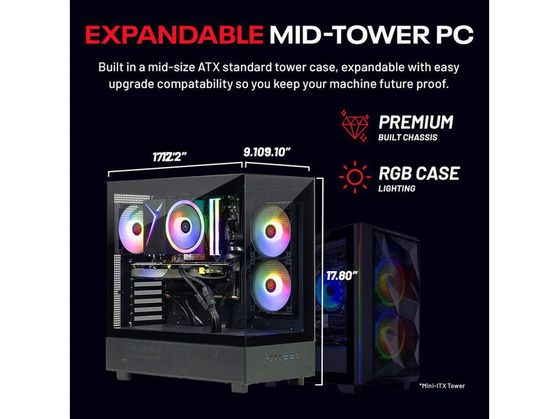 Skytech Azure Gaming PC Desktop, Intel i5 14400F 2.5 GHz (4.7GHz Turbo), NVIDIA