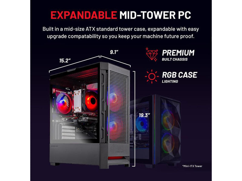 Skytech Blaze4 Mini Gaming PC Desktop, Ryzen 7 5700 3.7 GHz (4.6GHz Turbo),