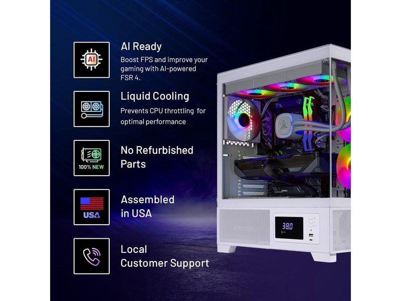 Skytech Azure Gaming PC Desktop, Ryzen 9 9900X 4.4 GHz (5.6GHz Turbo), AMD RX
