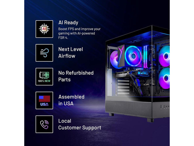 Skytech Azure 3 Gaming PC Desktop, Ryzen 5 9600X 3.9 Ghz (5.4GHz Turbo), AMD RX