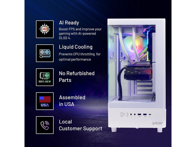 Skytech Gaming Azure 3 Gaming PC, AMD Ryzen 7 9800X3D 4.7GHz, NVIDIA RTX 5080