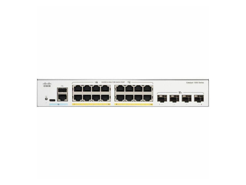 Cisco Catalyst C1300-16P-4X Ethernet Switch, 16 Ports - Manageable - 10 Gigabit