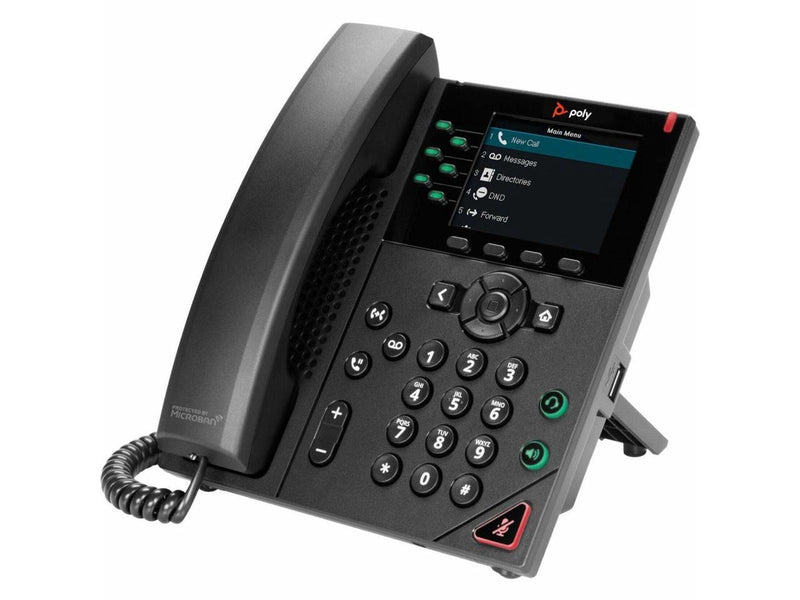 HP Poly VVX 350 IP Phone and PoE enabled, Corded Desktop Wall Mountable Phone,