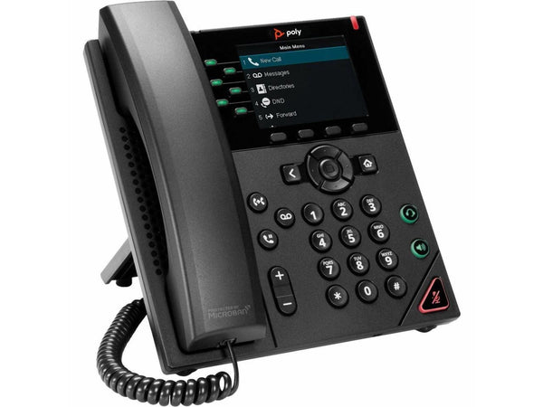 HP Poly VVX 350 IP Phone and PoE enabled, Corded Desktop Wall Mountable Phone,