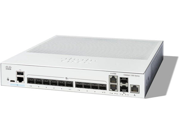 Cisco Catalyst 1300-12XS Managed Switch, 10 Port 10G SFP+, 2x10GE SFP+ Combo,
