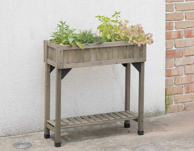 VEGTRUG Wooden Slimline Garden Herb Raised Planter 4 pockets - Scratch & Dent