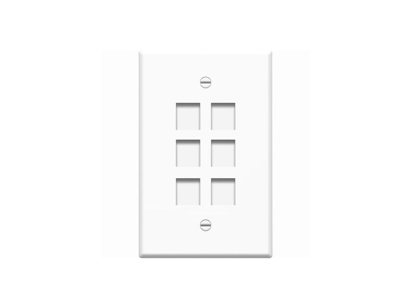 4XEM 6 Outlet RJ45 Wall Plate/ Face Plate White