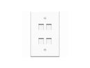 4PORT WHITE KEYSTONE WALL PLATE