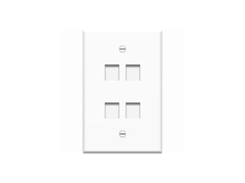 4PORT WHITE KEYSTONE WALL PLATE