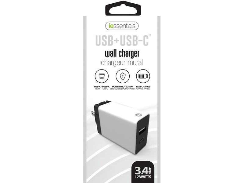 DIGIPOWER IEN-AC31A1C-WT 3.4 AMP 1 USB A  and  1 USB C WALL