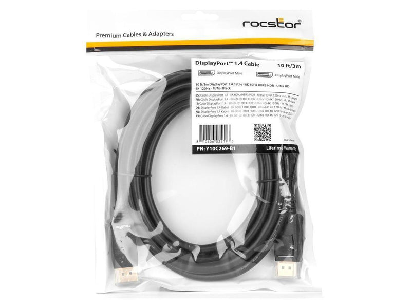 Rocstor Premium DisplayPort 1.4 Cable 8K/60Hz Y10C269B1