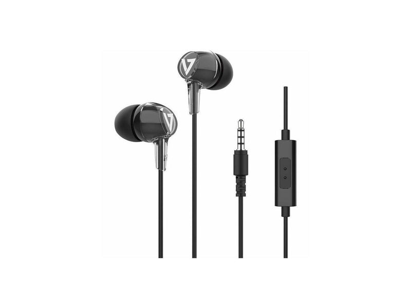 V7 Stereo Earbuds w/Inline Mic - Stereo - Mini-phone (3.5mm) - Wired - 32 Ohm -