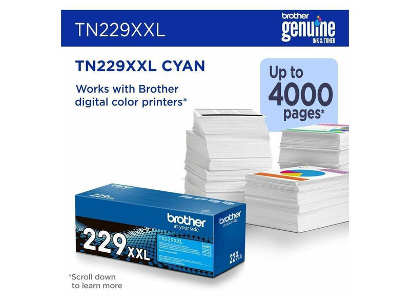 Brother Genuine TN229XXLC Super High-yield Cyan Toner Cartridge