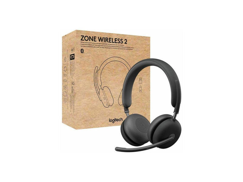 Logitech Zone Wireless 2 Headset - Wireless - Bluetooth - 164 ft - 20 Hz - 20