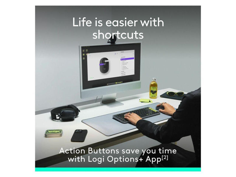 Logitech POP Mouse - Wireless - 32.81 ft - Bluetooth - Off White - Scroll Wheel