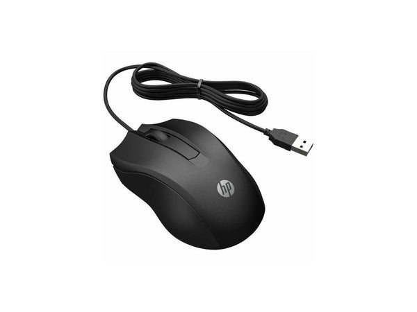 HP Wired Mouse 100 - Optical - Cable - Black - USB Type A - 1600 dpi - Scroll
