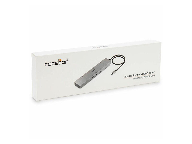 Rocstor Premium USB-C 11-in-1 Dual Display Portable Dock - for Notebook/Desktop