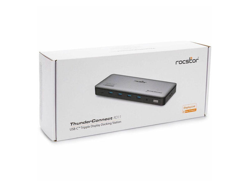 Rocstor ThunderConnect RD11 USB-C 13-in-1 Triple Display Docking Station - for