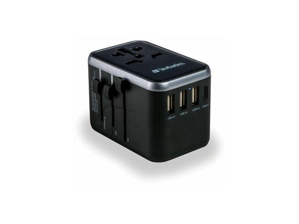 Verbatim UTA-04 Universal Travel Adapter 61W - USB -C, USB-A - 61 W - 120 V AC,