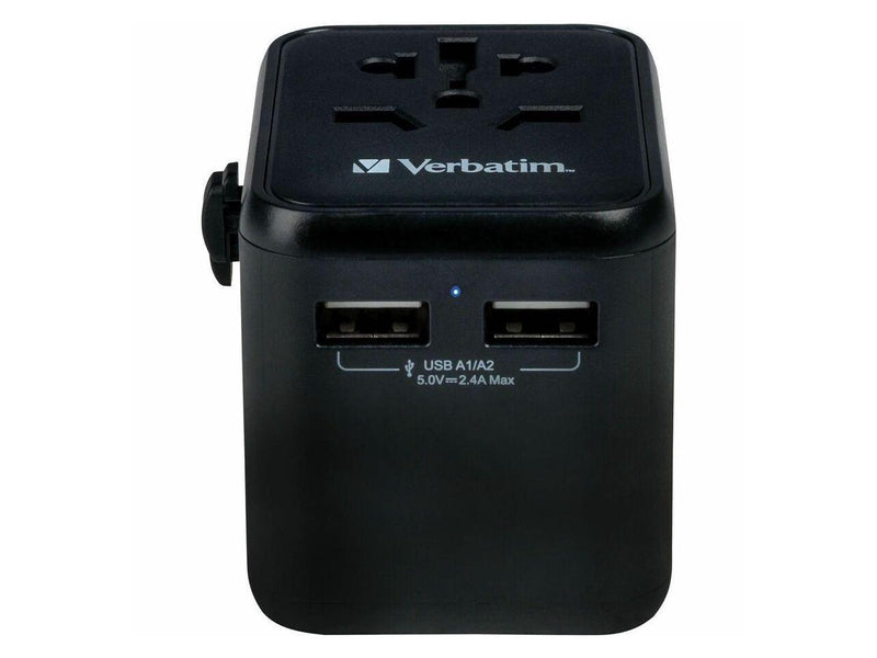 Verbatim Universal Travel Adapter with 2 x USB-A 12W(49543)