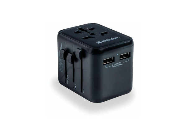 Verbatim Universal Travel Adapter with 2 x USB-A 12W(49543)