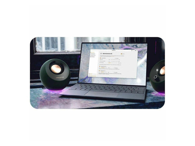 Creative Pebble Pro Minimalist 2.0 USB-C Speakers with Bluetooth, RGB Lighting -