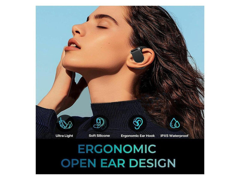 Adesso Xtream T4 Open-Ear Bluetooth Earbuds with Charging Case - Black