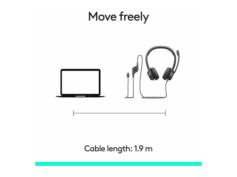 Logitech H390 USB Type C Noise Cancelling Computer Headset - Black